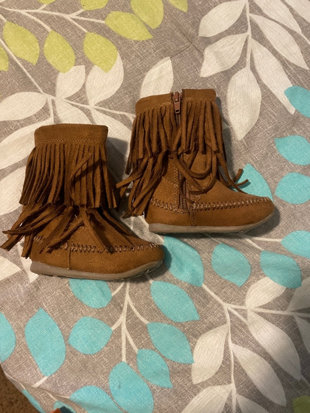 jumping beans Brown Fringe Moccasin Boots for Kids